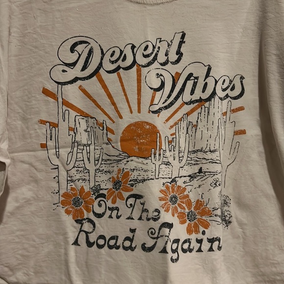 Altar’d State Desert Vibes Short Sleeve Crop Tee Tan Size Medium - Picture 2 of 8